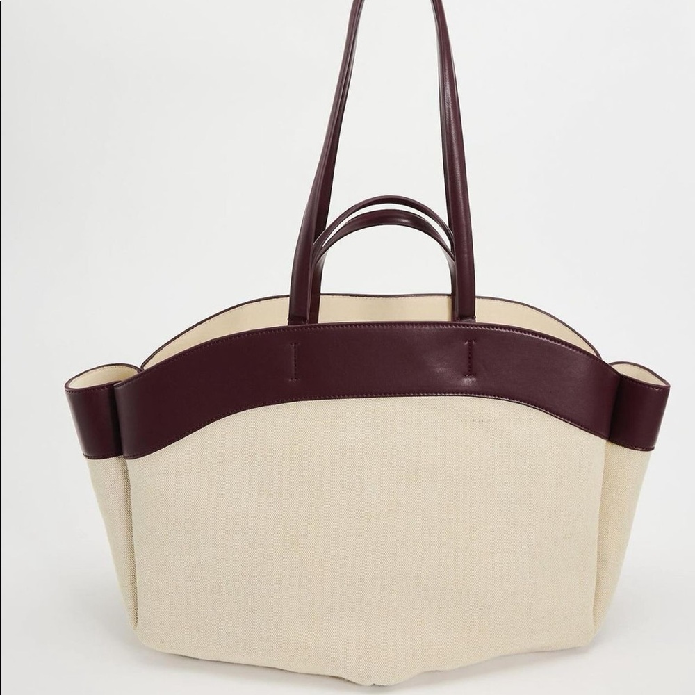 ZARA COMBINATION CANVAS AND LEATHER TOTE